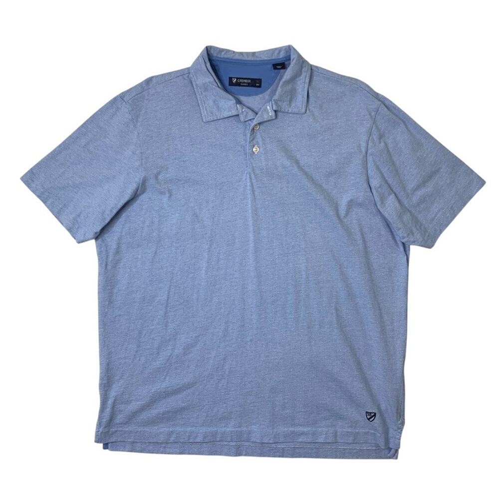 Cremieux Polo Shirt Mens XL Sky Blue Classics Cotton Micro Dot Short Sleeve